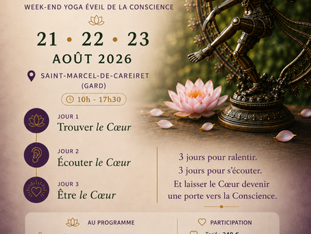 Affiche du week-end Yoga du Cœur avec Lisa Cutard à Saint-Marcel-de-Careiret dans le Gard